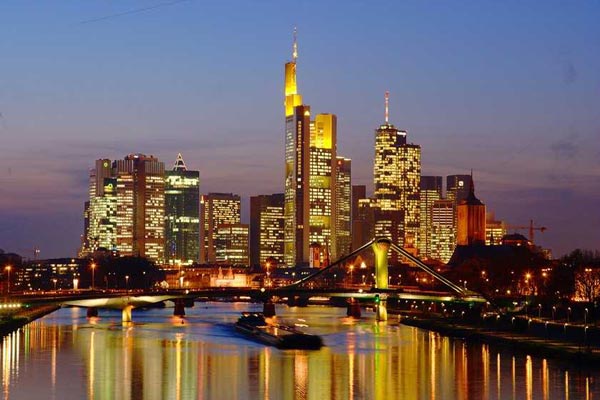 Frankfurt skyline at night